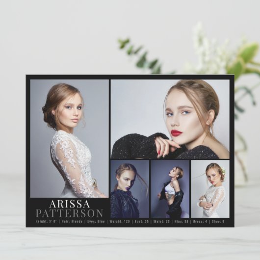 Model Actor Comp Card 6 Photo 5.5x7.5 招待状 (スタンド正面)