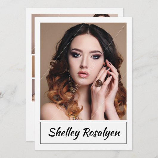 Model Actor Comp CardZedカード。Sedカード 招待状 (正面/裏面)