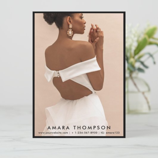 Model Actor Modeling Comp Card 4 Photo Black 招待状 (スタンド正面)