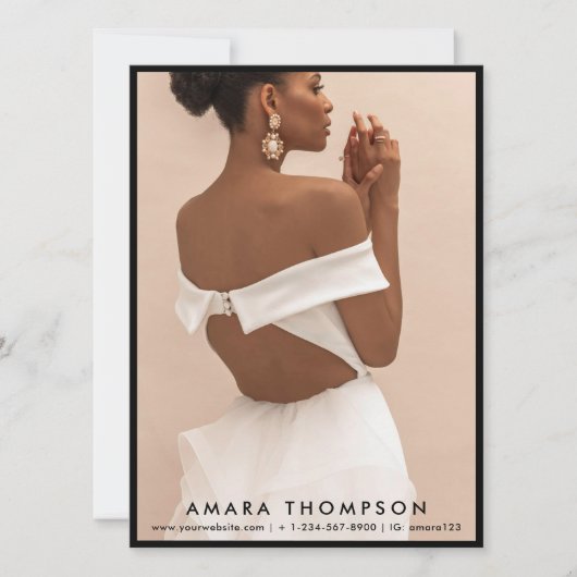 Model Actor Modeling Comp Card 4 Photo Black 招待状 (正面)