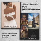 Model Actor Modeling Comp Card 4 Photo Black 招待状