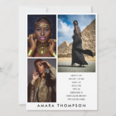 Model Actor Modeling Comp Card 4 Photo Modern 招待状 (裏面)