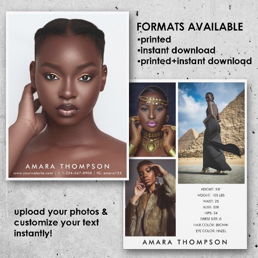 Model Actor Modeling Comp Card 4 Photo Modern 招待状