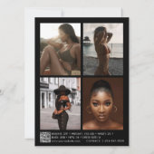 Model Actor Modeling Comp Card 5 Photo Black 招待状 (裏面)