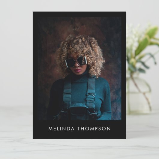 Model Actor Modeling Comp Card 5 Photo Black 招待状 (スタンド正面)