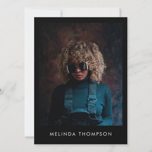 Model Actor Modeling Comp Card 5 Photo Black 招待状 (正面)