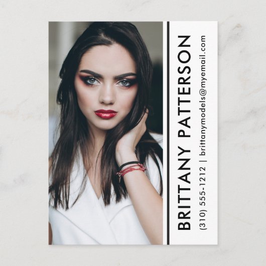 Model Actor Photo Compカードホワイトストライプポストカード ポストカード (正面)
