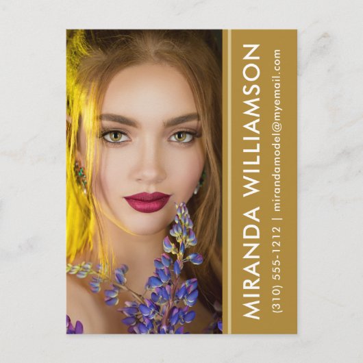 Model Actor Photo Comp Cardオレンジ色のはがき ポストカード (正面)