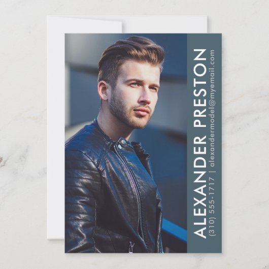 Model Actor Photo Comp Card 5 x 7 Blue AP 招待状 (正面)