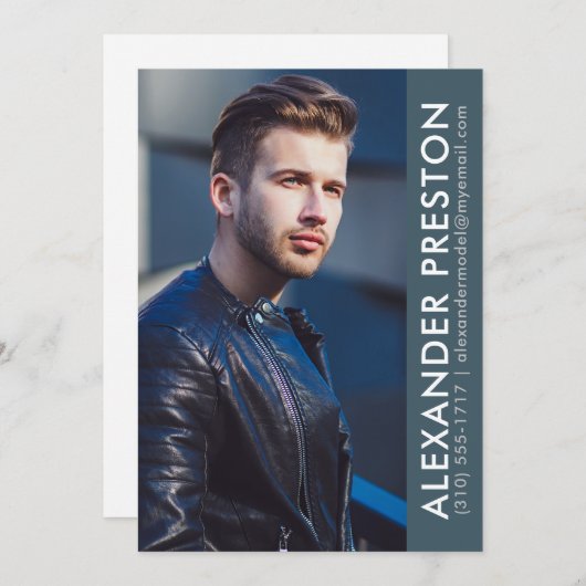 Model Actor Photo Comp Card 5 x 7 Blue AP 招待状 (正面/裏面)