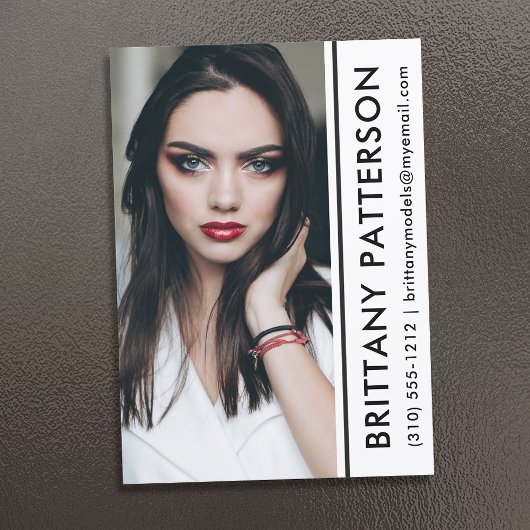 Model Actor Photo Comp Card 5x7ホワイトストライプ 招待状