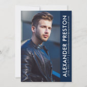 Model Actor Photo Comp Card 5x7 Dk Blue AP 招待状 (正面)