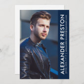 Model Actor Photo Comp Card 5x7 Dk Blue AP 招待状 (正面/裏面)