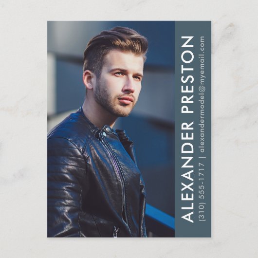 Model Actor Photo Comp Card Blue APポストカード ポストカード (正面)