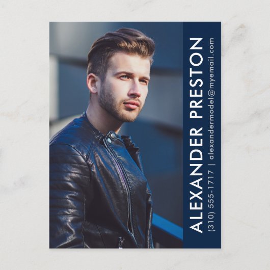 Model Actor Photo Comp Card Dk Blue APポストカード ポストカード (正面)