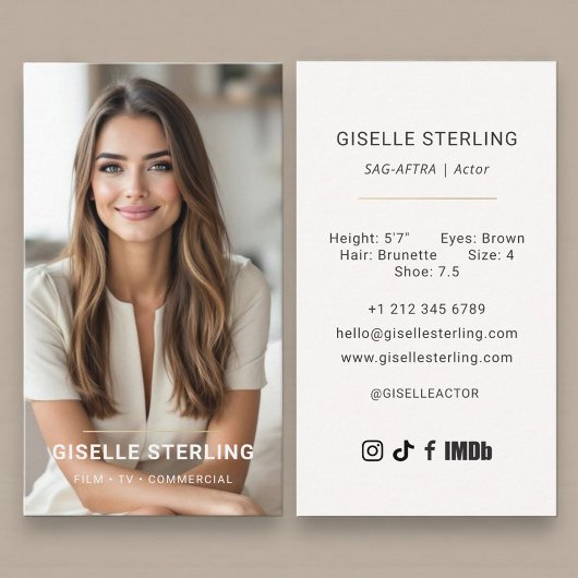 Model Actor Photo Neutral Beige 名刺
