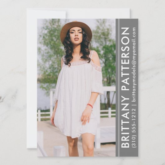 Model Actor Photo Pro Compカードグレー 招待状 (正面)