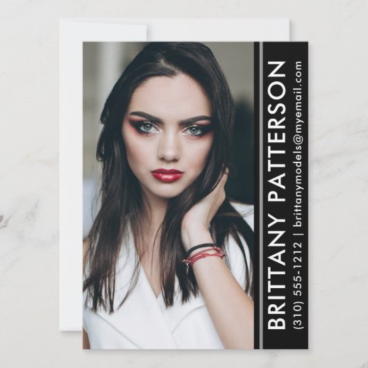 Model Actor Photo Pro Compカードブラックストライプ 招待状 (正面)