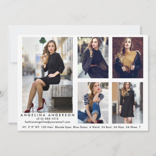 Model Actor Photo Pro Comp Card - 5フォトバックW (裏面)