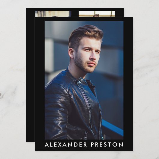 Model Actor Pro Compカードオス5フォトブラック 招待状 (正面/裏面)