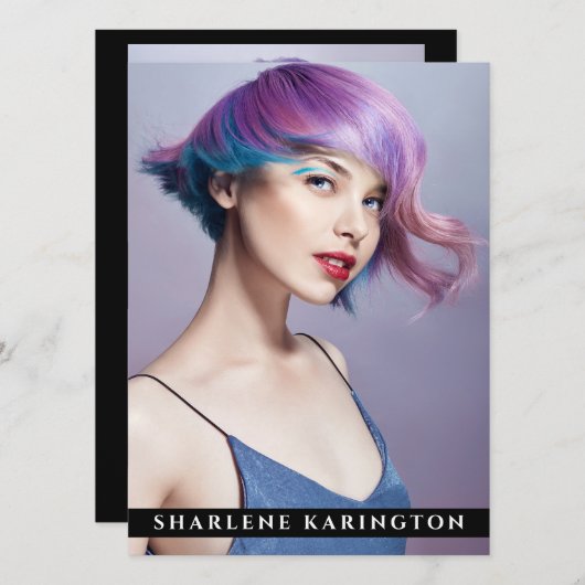 Model Actor Pro Comp Card 3 Photo Back Black 招待状 (正面/裏面)