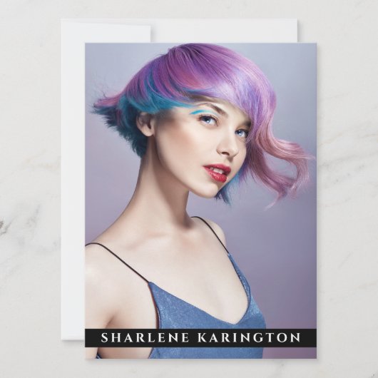 Model Actor Pro Comp Card 3 Photo Back Black 招待状 (正面)