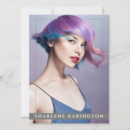 Model Actor Pro Comp Card 4 Photo 2 Sided Gray 招待状 (正面)