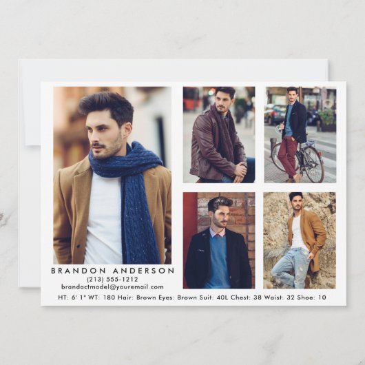 Model Actor Pro Comp Card 5フォトバックホワイト (裏面)