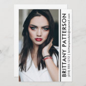 Model Actor Pro Photo Compカードホワイトストライプ 招待状 (正面/裏面)