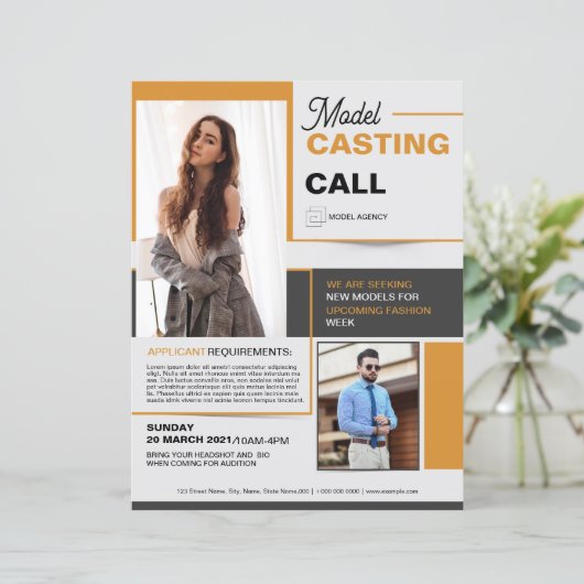 Model Casting Call Flyer Template (スタンド正面)
