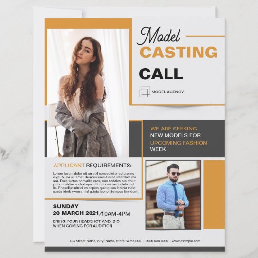 Model Casting Call Flyer Template (正面)