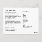 Model Comp Card – 名前を取得します。 ポストカード (裏面)