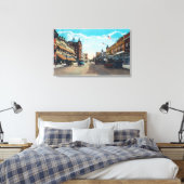 Model-T Ford Carsとのメイン通りの表示 キャンバスプリント (インサイチュ (寝室))