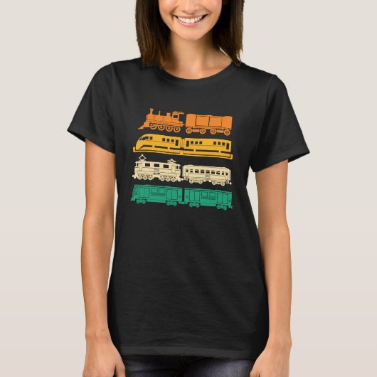Model Train Railroad Train  Retro Locomotive Train Tシャツ (正面)