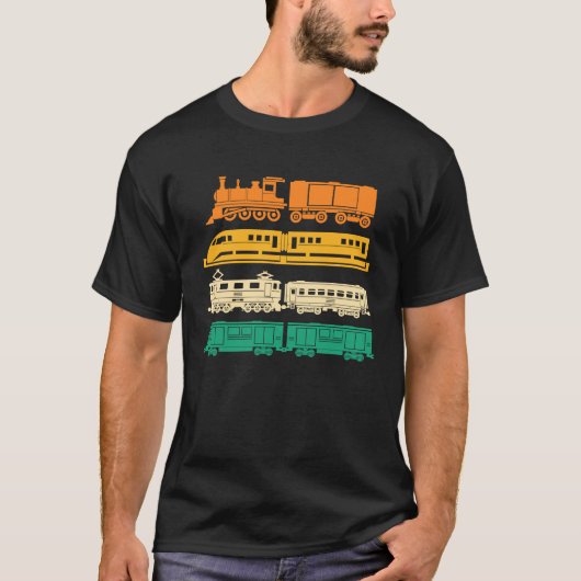 Model Train Railroad Train  Retro Locomotive Train Tシャツ (正面)