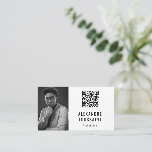 Modèle de carte de visite Portrait & QR Code 名刺 (スタンド正面)