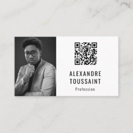 Modèle de carte de visite Portrait & QR Code 名刺