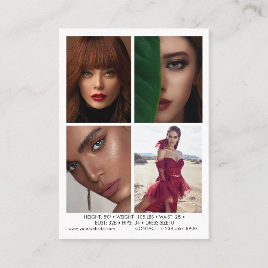 Modeling Comp Card 5フォトQRコードカード 名刺 (裏面)