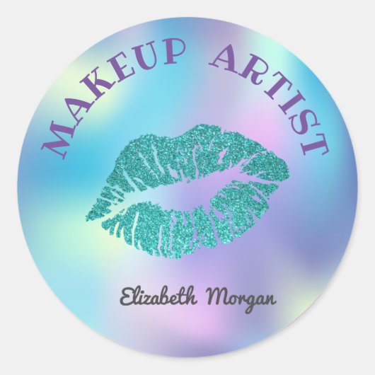 Moder Glittery Lips, Iridescent Holigraphicm，メイクアッ ラウンドシール (正面)