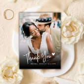 Moder Heart Script 2 Photo Wedding Thank You ノートカード