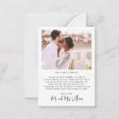 Moder Heart Script 2 Photo Wedding Thank You ノートカード (裏面)