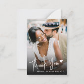 Moder Heart Script 2 Photo Wedding Thank You ノートカード (正面)