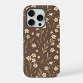 Moder Pattern Wilflowers Brown Background iPhoneケース (裏面)