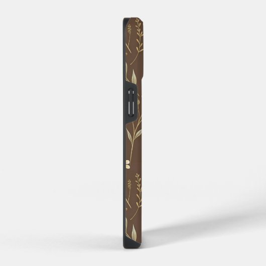 Moder Pattern Wilflowers Brown Background iPhoneケース (右側面)