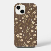 Moder Pattern Wilflowers Brown Background iPhoneケース (裏面)