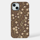Moder Pattern Wilflowers Brown Background iPhoneケース (裏面)