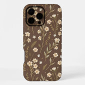 Moder Pattern Wilflowers Brown Background iPhoneケース (裏面)
