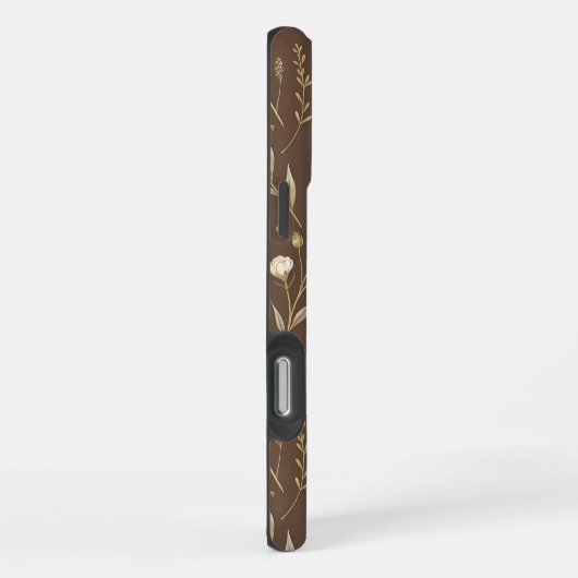 Moder Pattern Wilflowers Brown Background iPhoneケース (右側面)