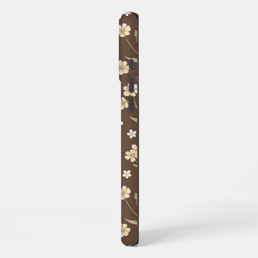 Moder Pattern Wilflowers Brown Background iPhoneケース (左側面)