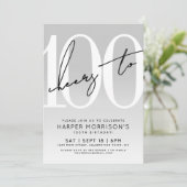 Modern 100th Birthday Party Invitation 招待状 (スタンド正面)